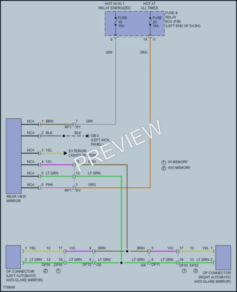 2021 Subaru Outback Power Mirrors wiring diagram preview