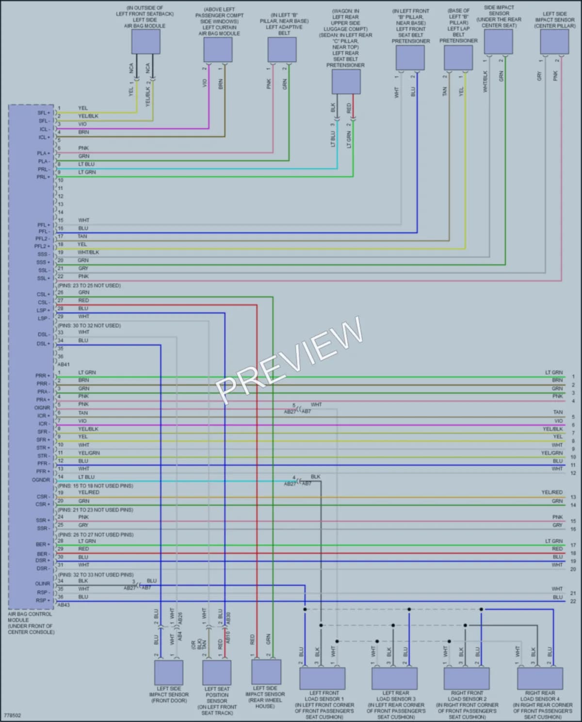 2021 Subaru Outback Supplemental Restraints wiring diagram preview