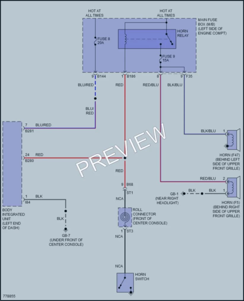 2021 Subaru WRX Horn wiring diagram preview