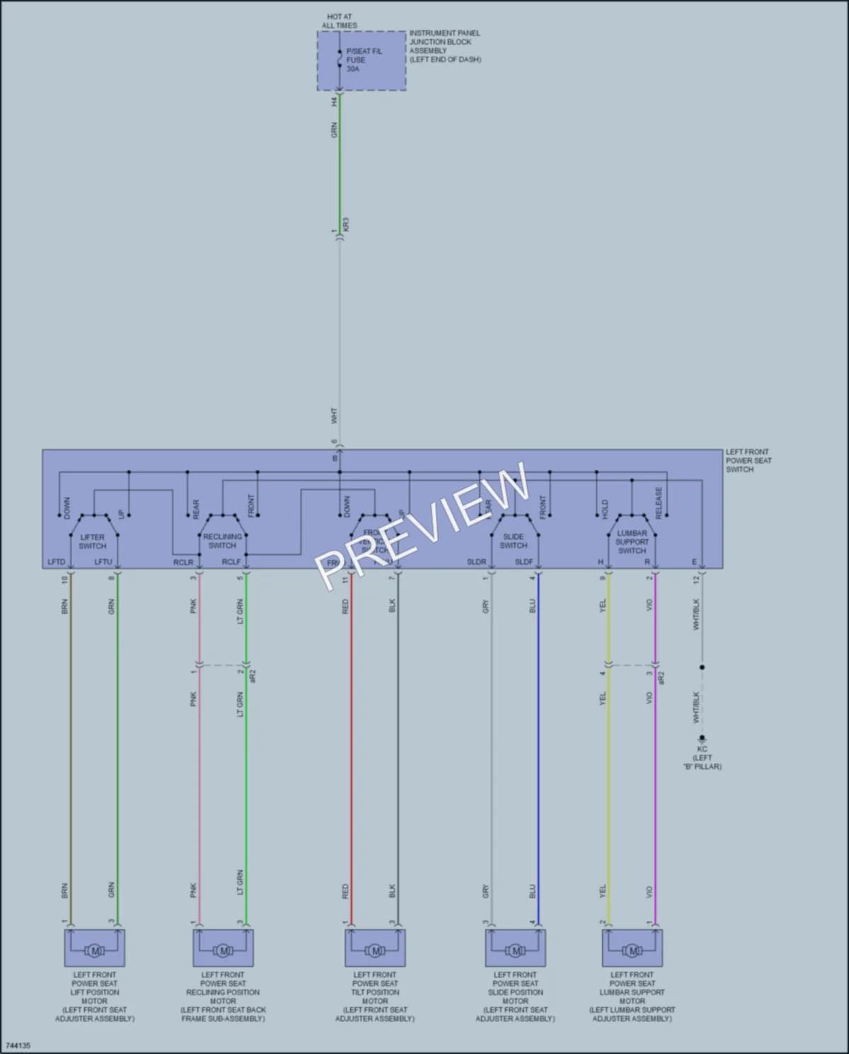 2021 Toyota Avalon Power Seats wiring diagram preview