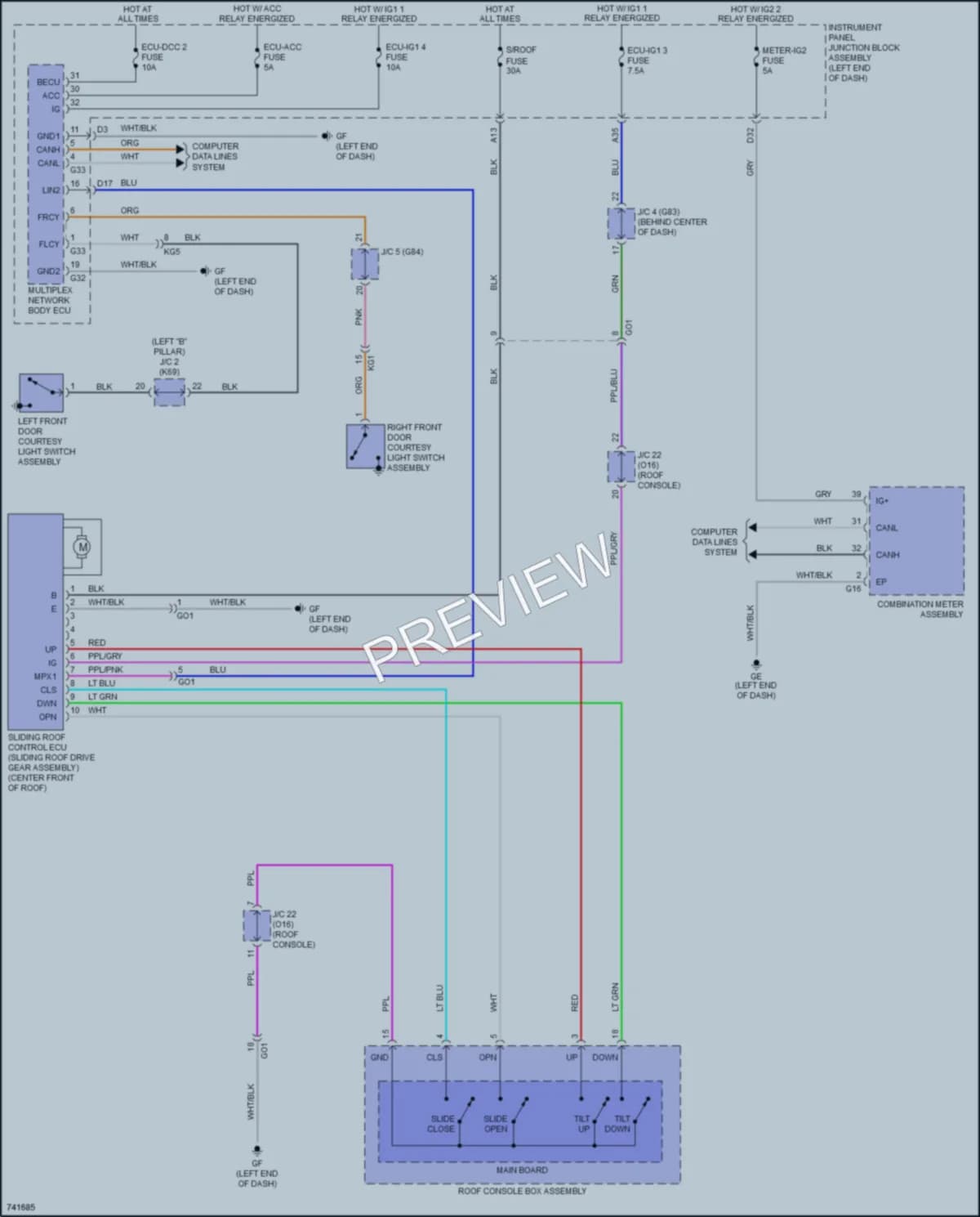 2021 Toyota Avalon Power Top Sunroof wiring diagram preview