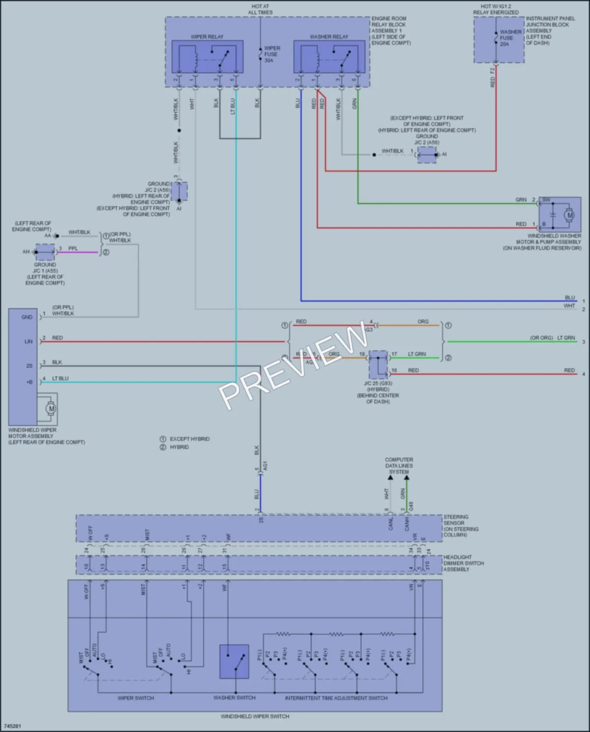 2021 Toyota Avalon Wiper Washer wiring diagram preview