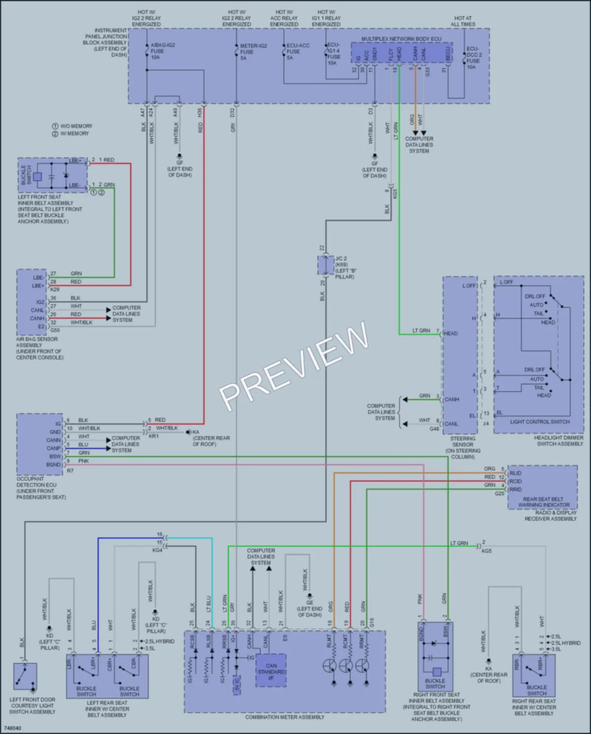 2021 Toyota AvalonHybrid Warning Systems wiring diagram preview