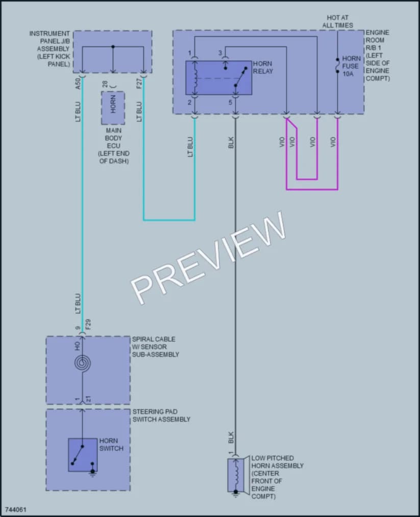 2021 Toyota CHR Horn wiring diagram preview