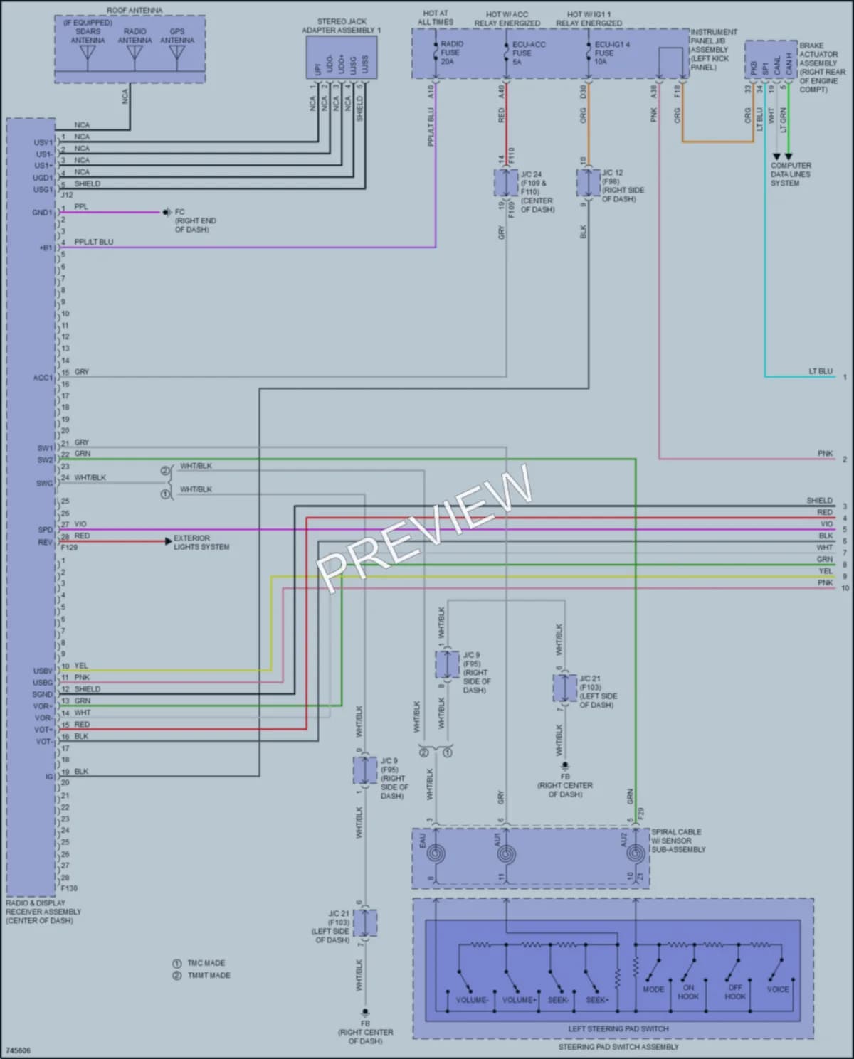 2021 Toyota CHR Radio wiring diagram preview