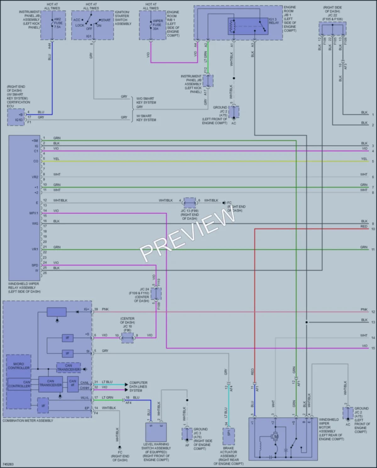2021 Toyota CHR Wiper Washer wiring diagram preview