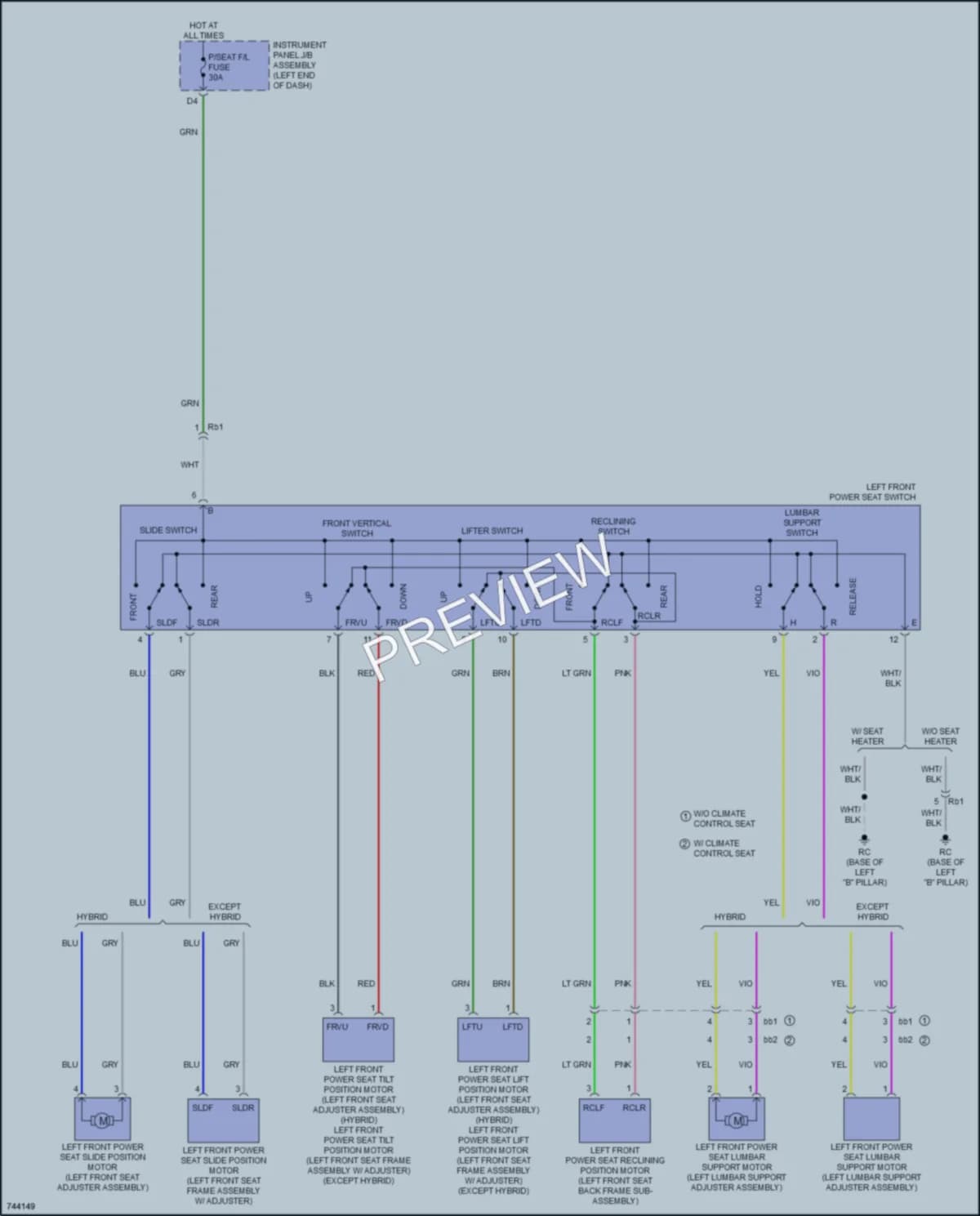 2021 Toyota Camry Power Seats wiring diagram preview
