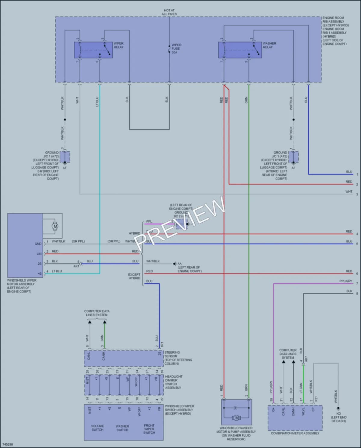 2021 Toyota Camry Wiper Washer wiring diagram preview