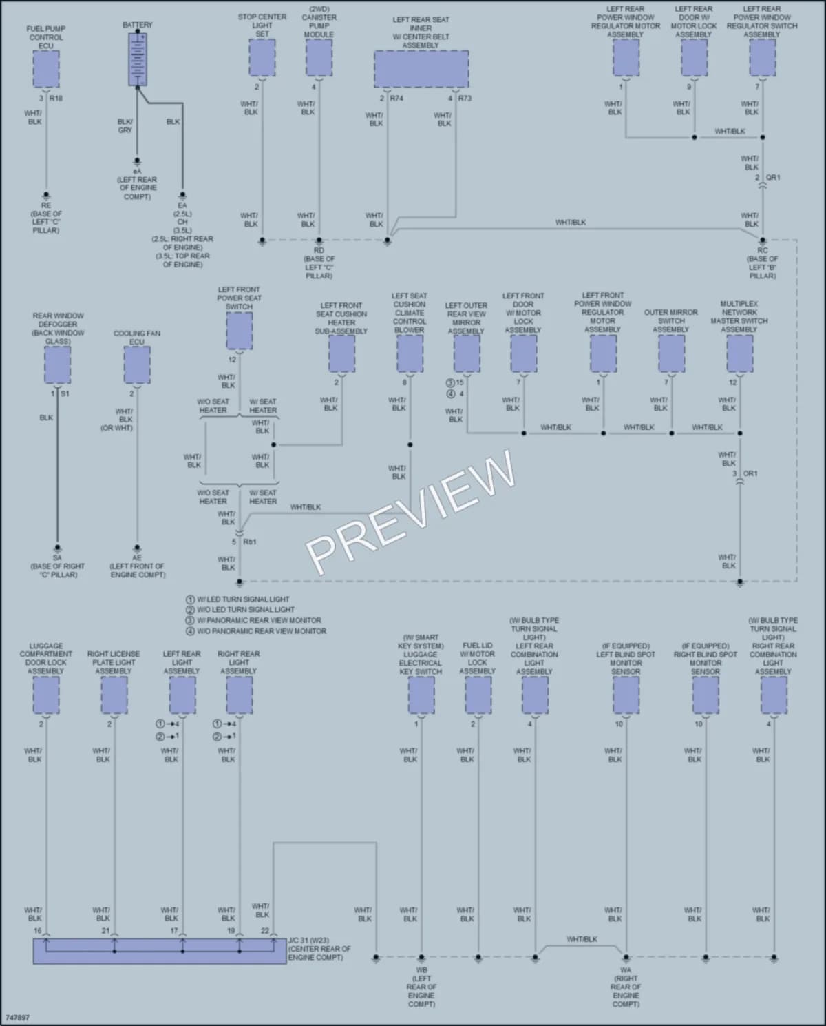 2021 Toyota CamryHybrid Ground Distribution wiring diagram preview