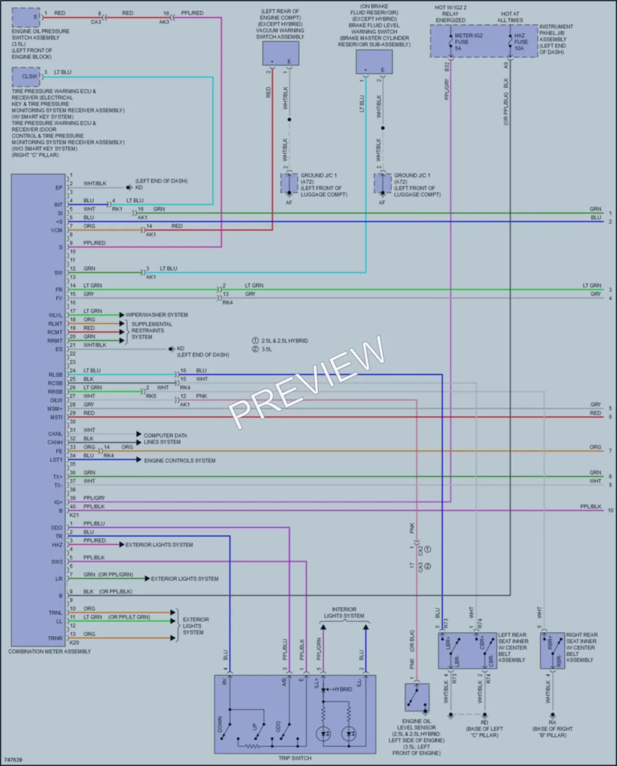2021 Toyota CamryHybrid Instrument Cluster wiring diagram preview