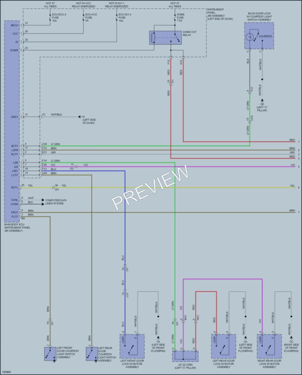 2021 Toyota Corolla Interior Lights wiring diagram preview