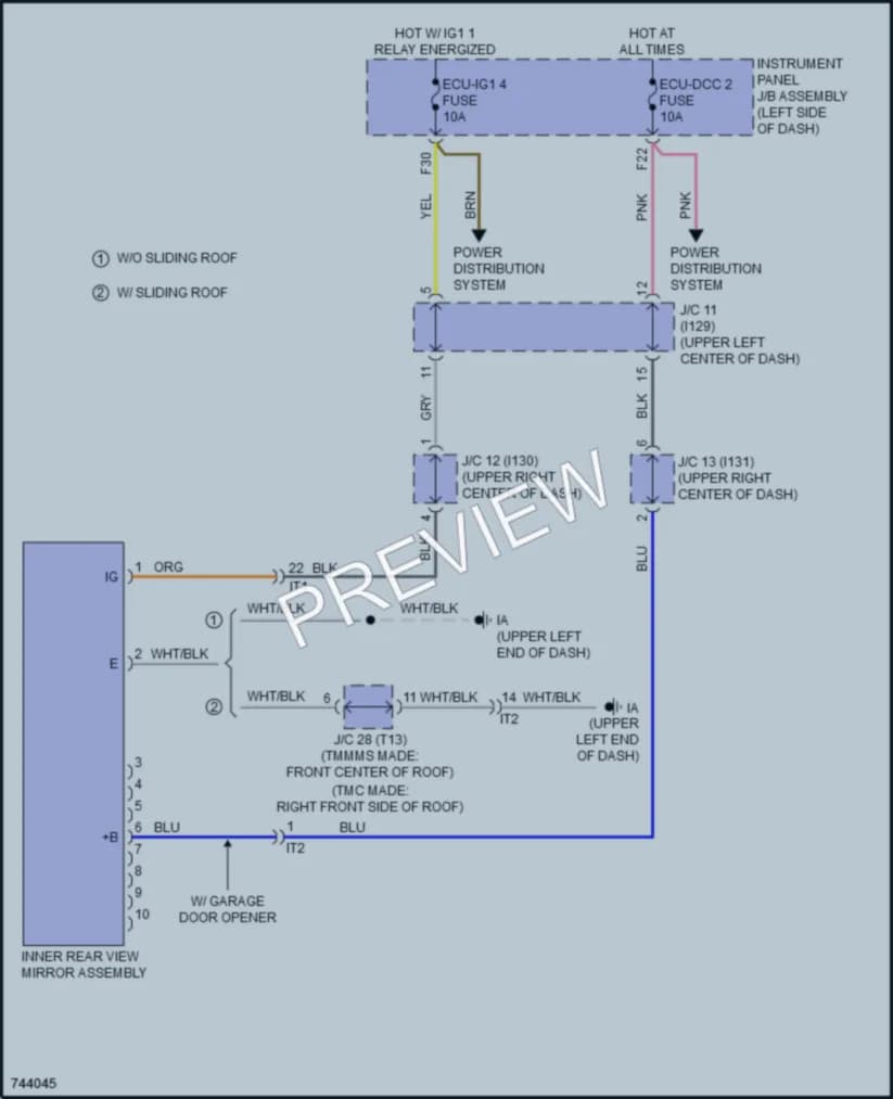 2021 Toyota Corolla Power Mirrors wiring diagram preview