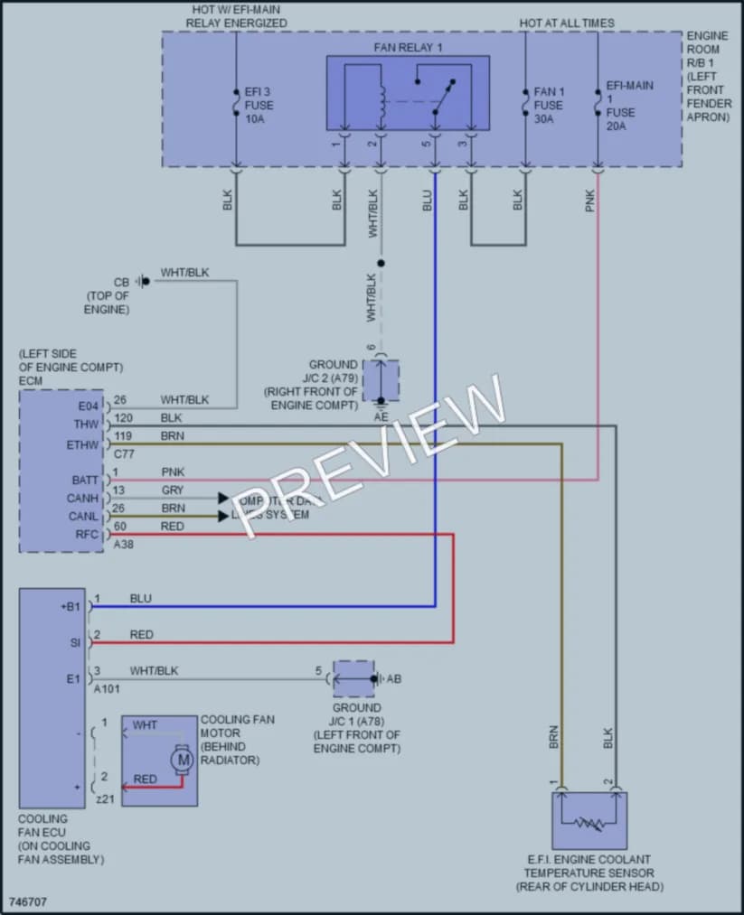 2021 Toyota CorollaHybrid Cooling Fan wiring diagram preview