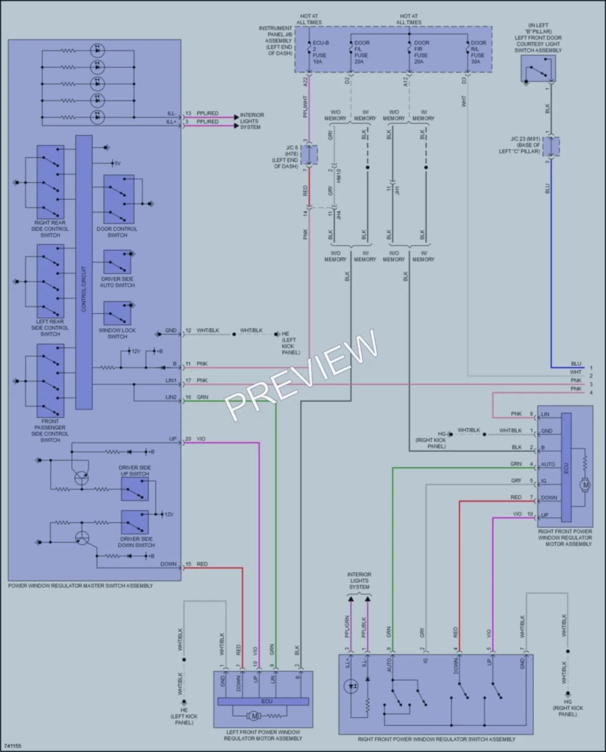 2021 Toyota Highlander Power Windows wiring diagram preview