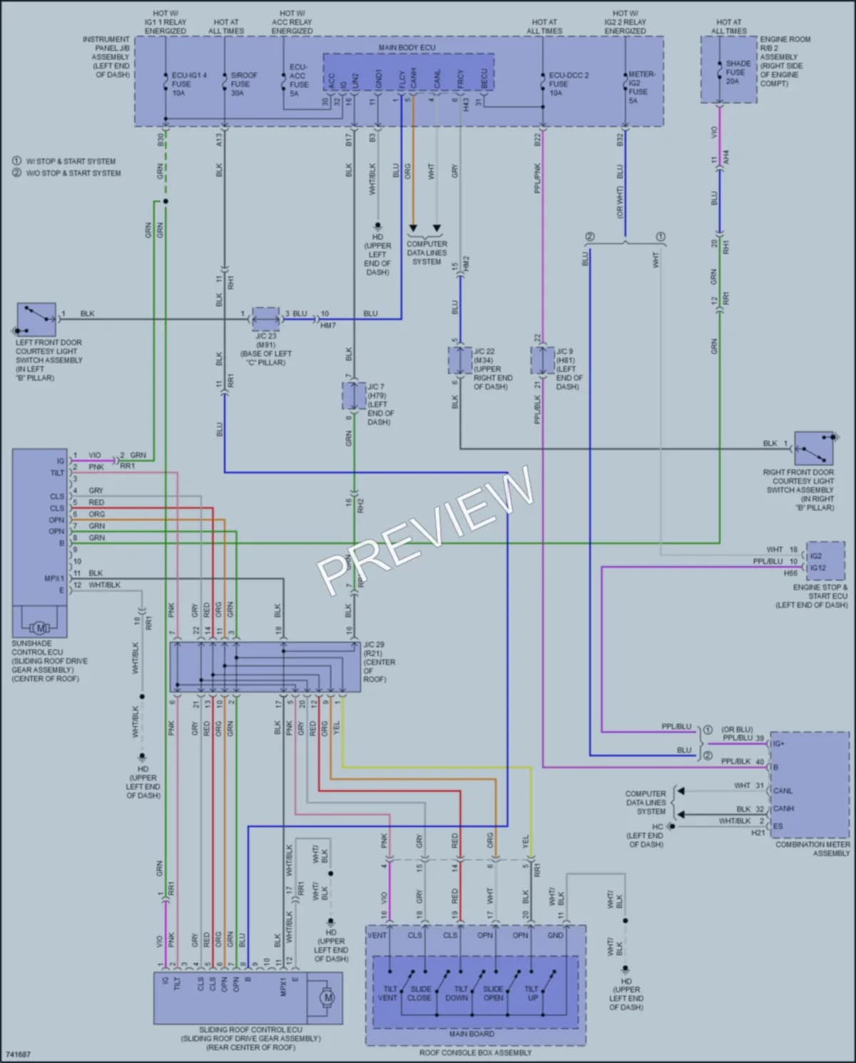 2021 Toyota HighlanderHybrid Power Top Sunroof wiring diagram preview