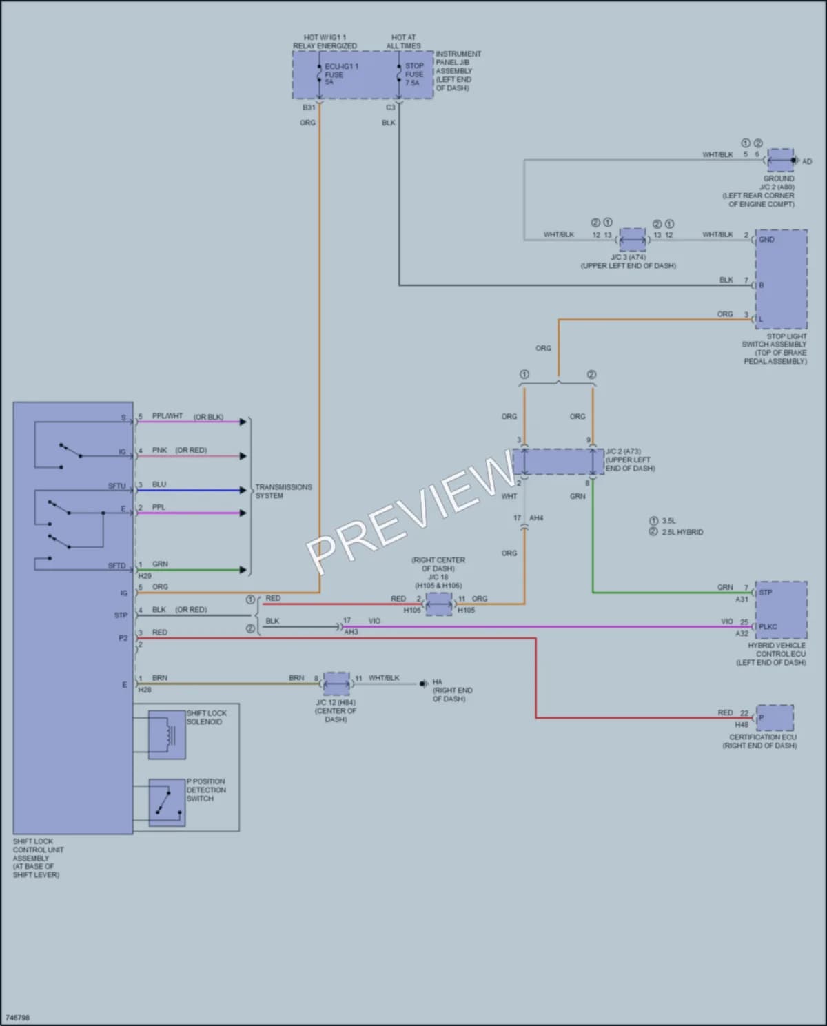 2021 Toyota HighlanderHybrid Shift Interlock wiring diagram preview