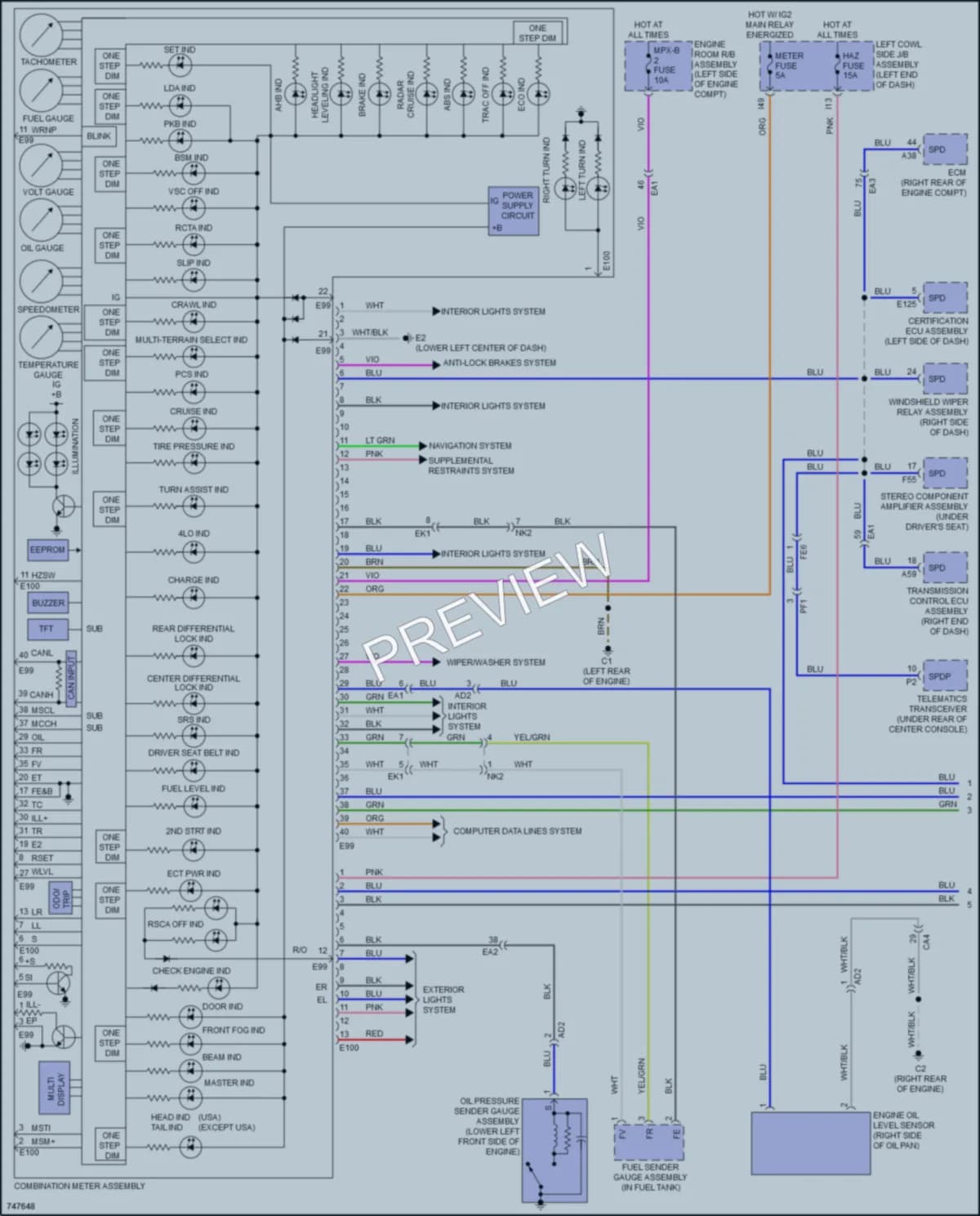 2021 Toyota LandCruiser Instrument Cluster wiring diagram preview