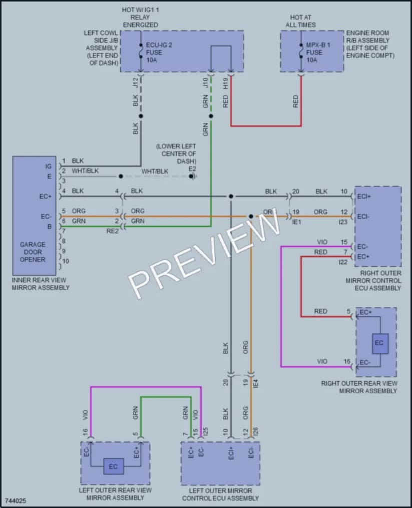 2021 Toyota LandCruiser Power Mirrors wiring diagram preview