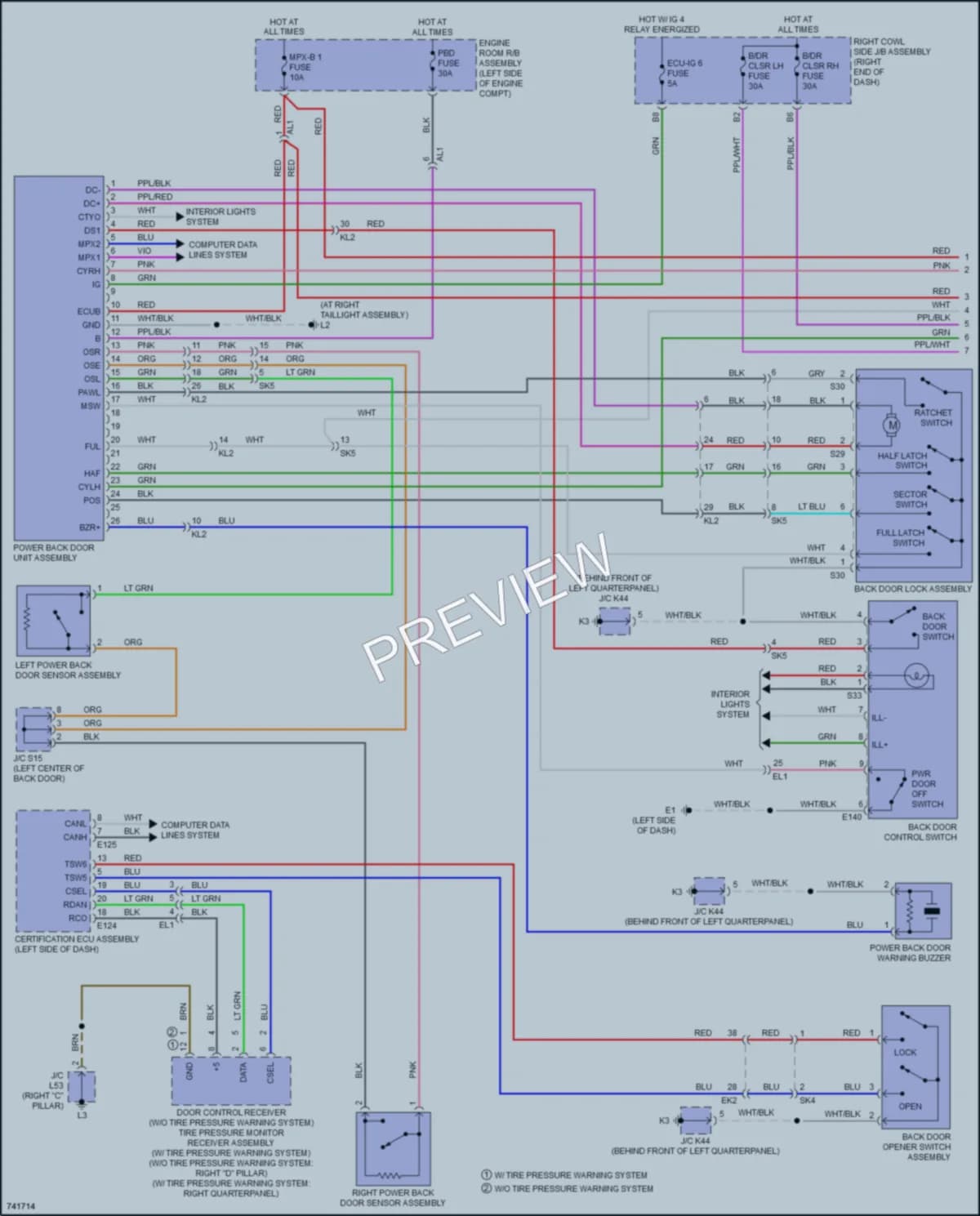 2021 Toyota LandCruiser Trunk Tailgate Fuel Door wiring diagram preview