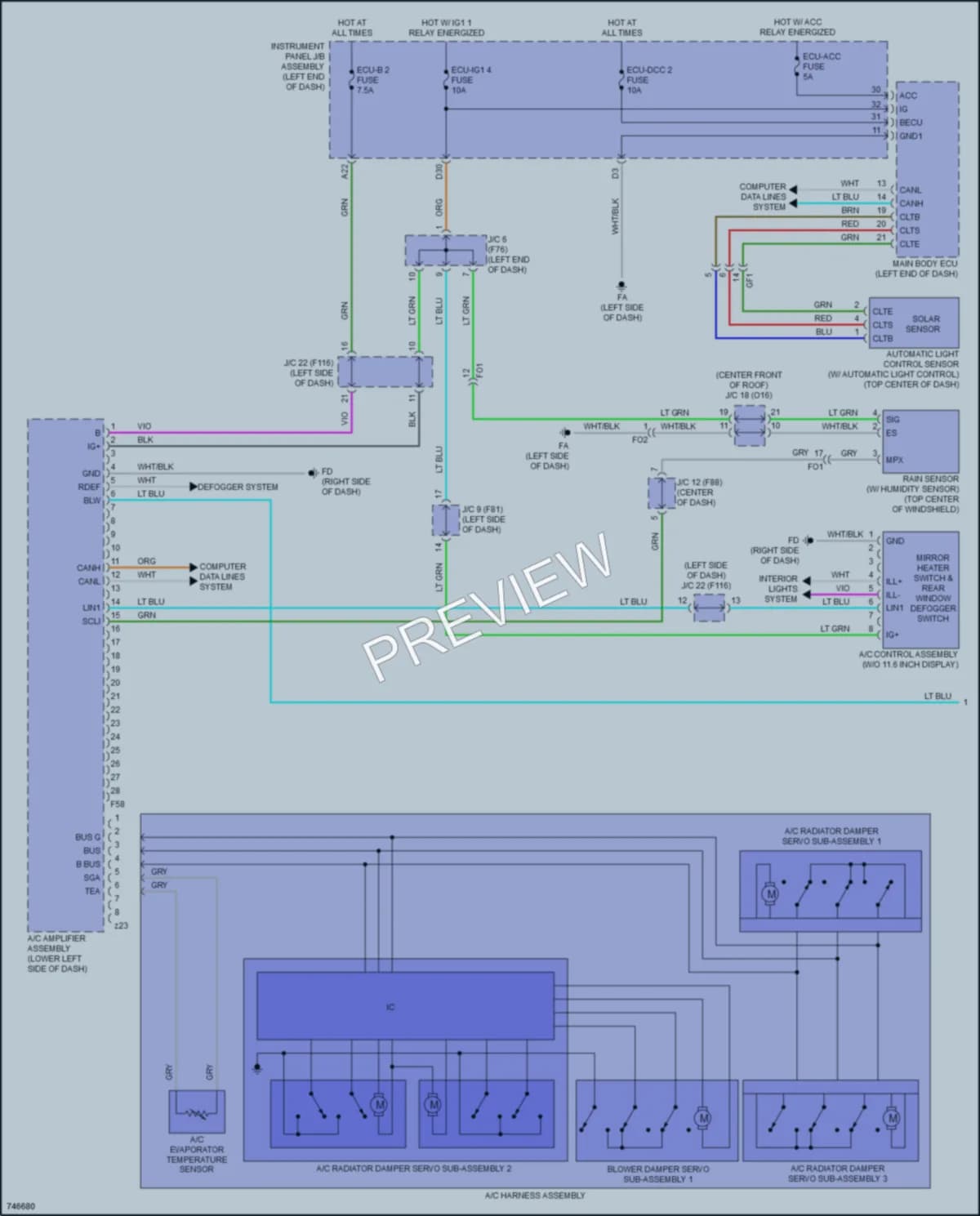 2021 Toyota 4Wd Air Conditioning wiring diagram preview with protected circuit layout