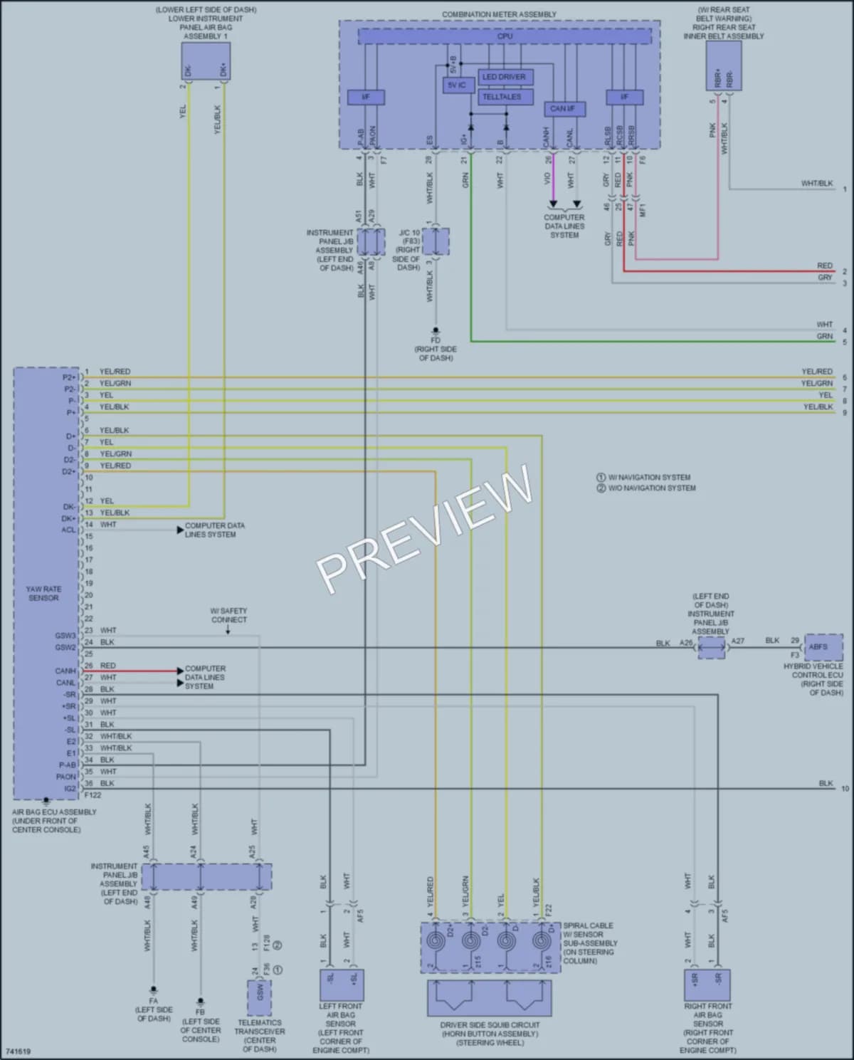 2021 Toyota 4Wd Supplemental Restraints wiring diagram preview with protected circuit layout