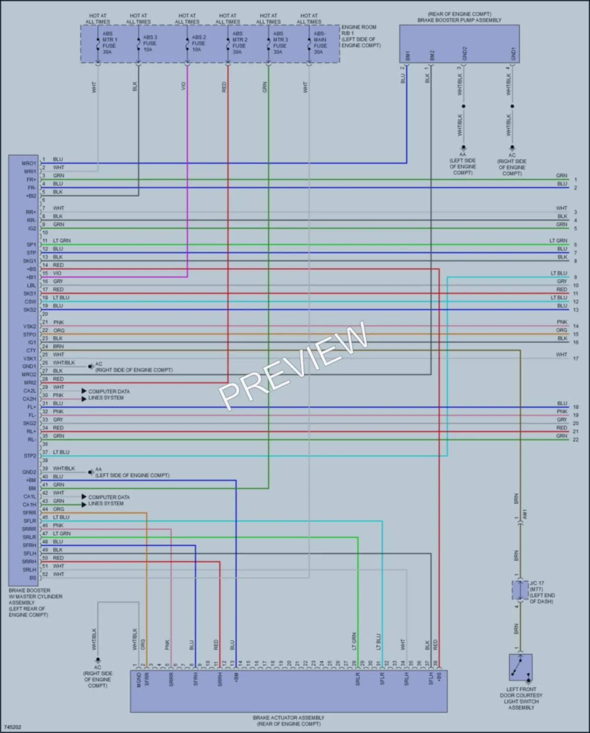 2021 Toyota Fwd Anti Lock Brakes wiring diagram preview with protected circuit layout