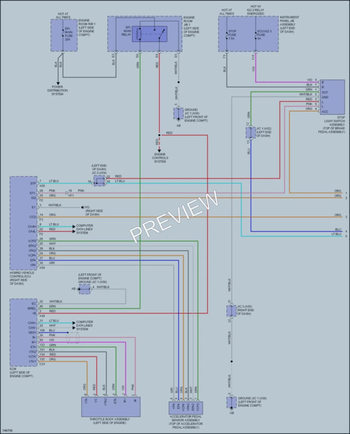 2021 Toyota Fwd Cruise Control wiring diagram preview with protected circuit layout