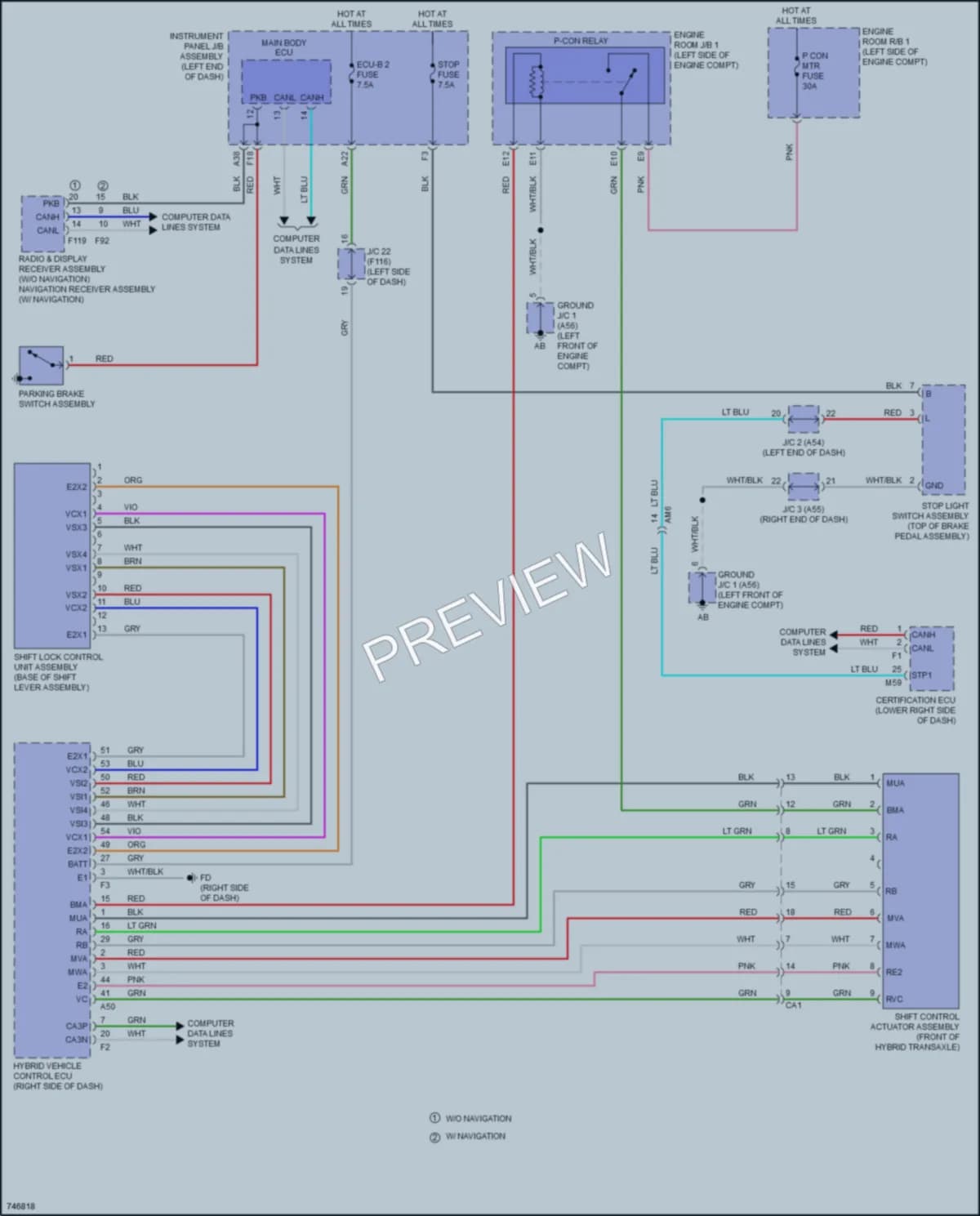 2021 Toyota Fwd Shift Interlock wiring diagram preview with protected circuit layout