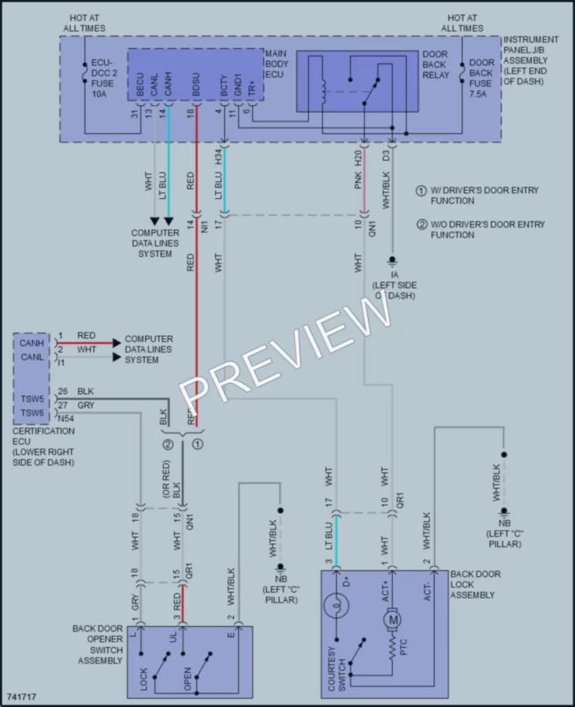 2021 Toyota PriusPrime Trunk Tailgate Fuel Door wiring diagram preview