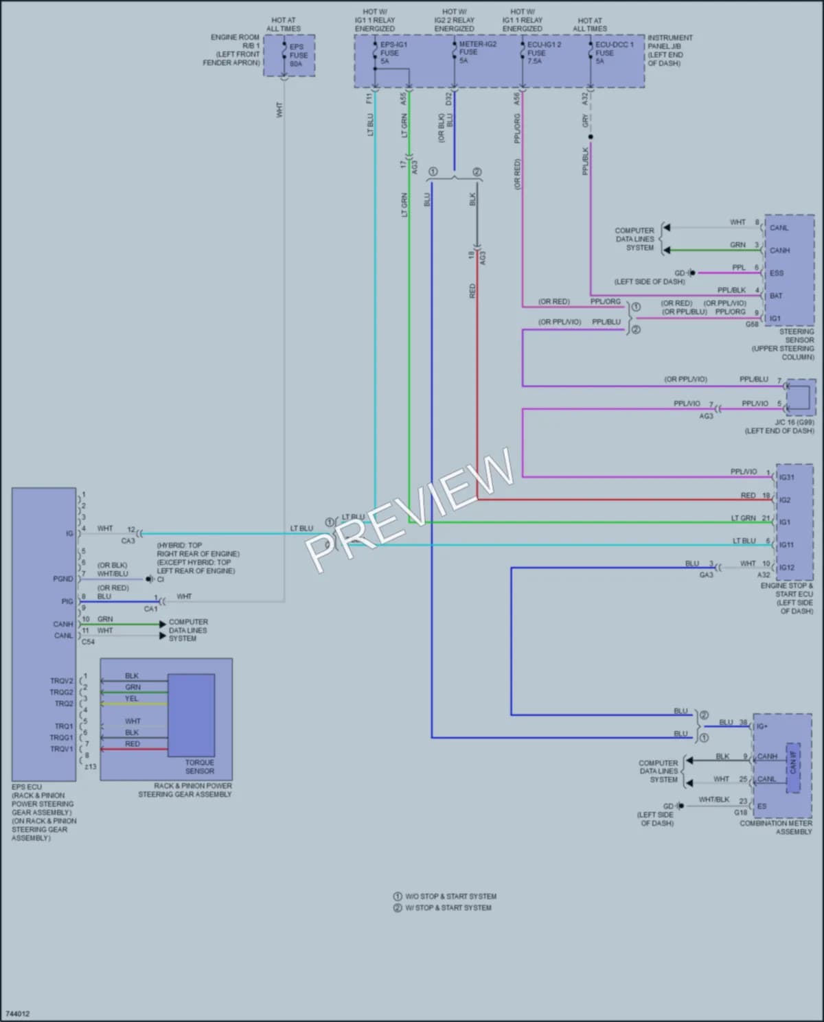 2021 Toyota RAV4 Electronic Power Steering wiring diagram preview