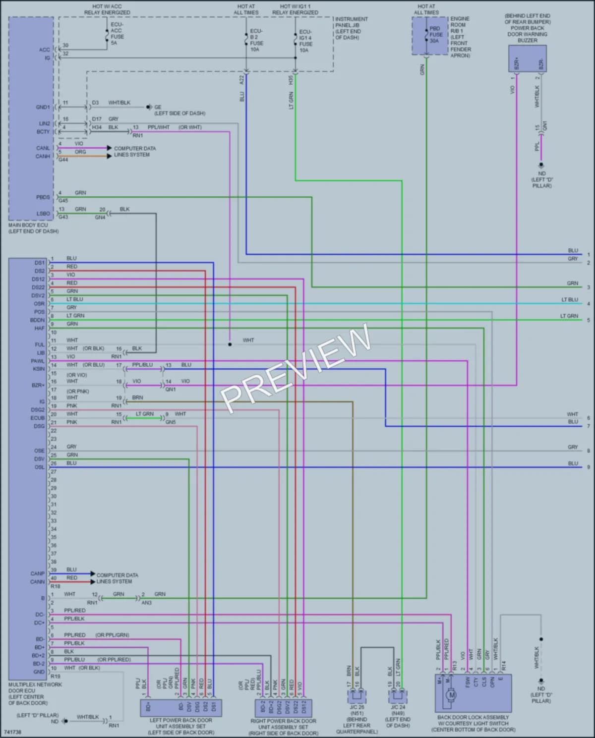 2021 Toyota RAV4 Trunk Tailgate Fuel Door wiring diagram preview