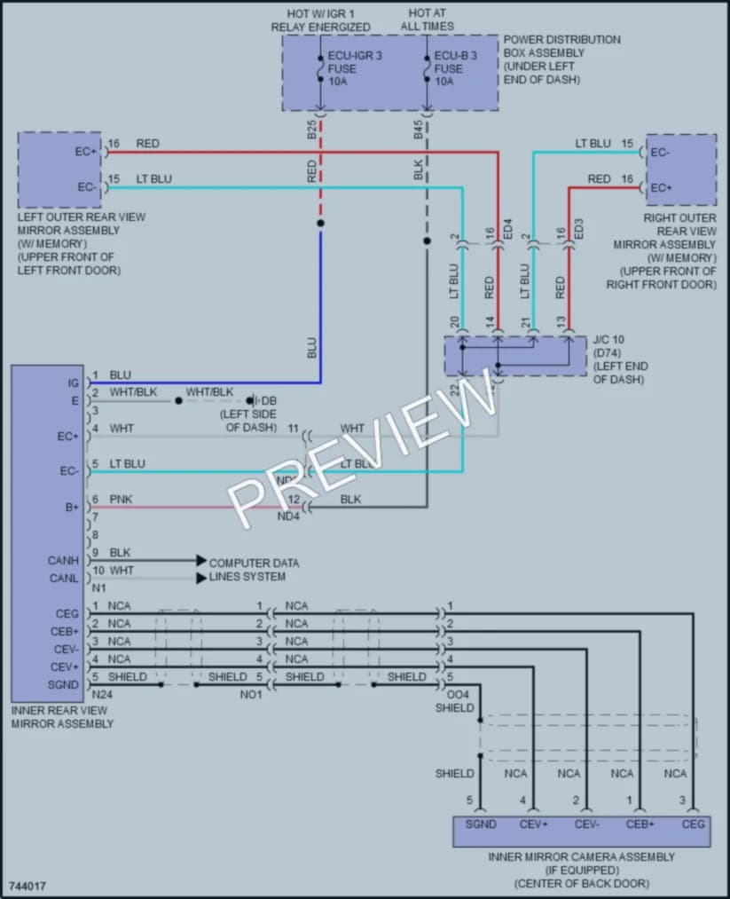 2021 Toyota Sienna Power Mirrors wiring diagram preview