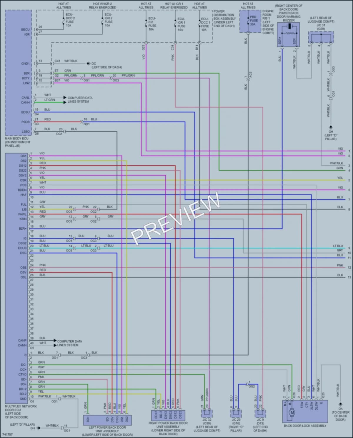 2021 Toyota Sienna Trunk Tailgate Fuel Door wiring diagram preview