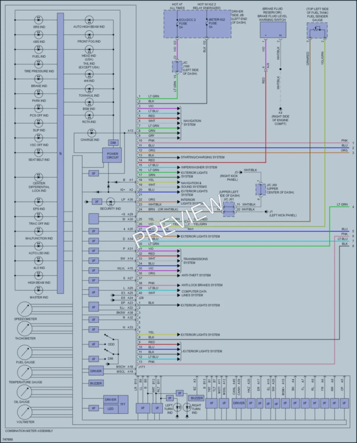 2021 Toyota Tundra Instrument Cluster wiring diagram preview