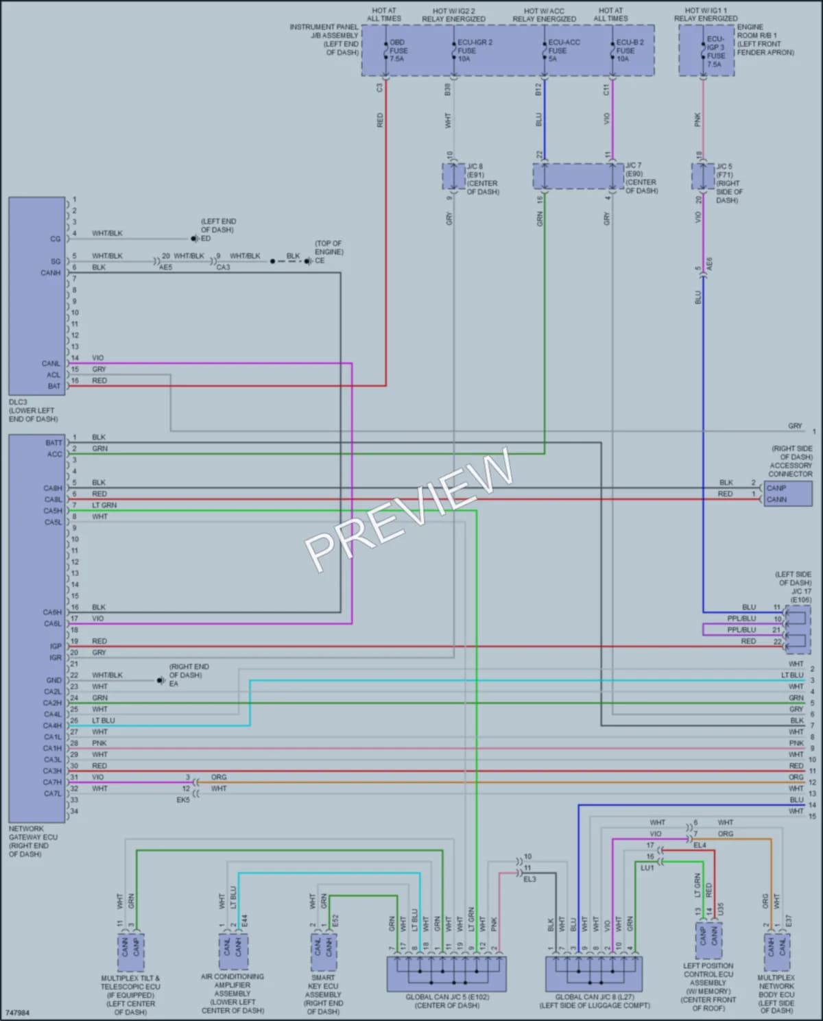 2021 Toyota Venza Computer Data Lines wiring diagram preview