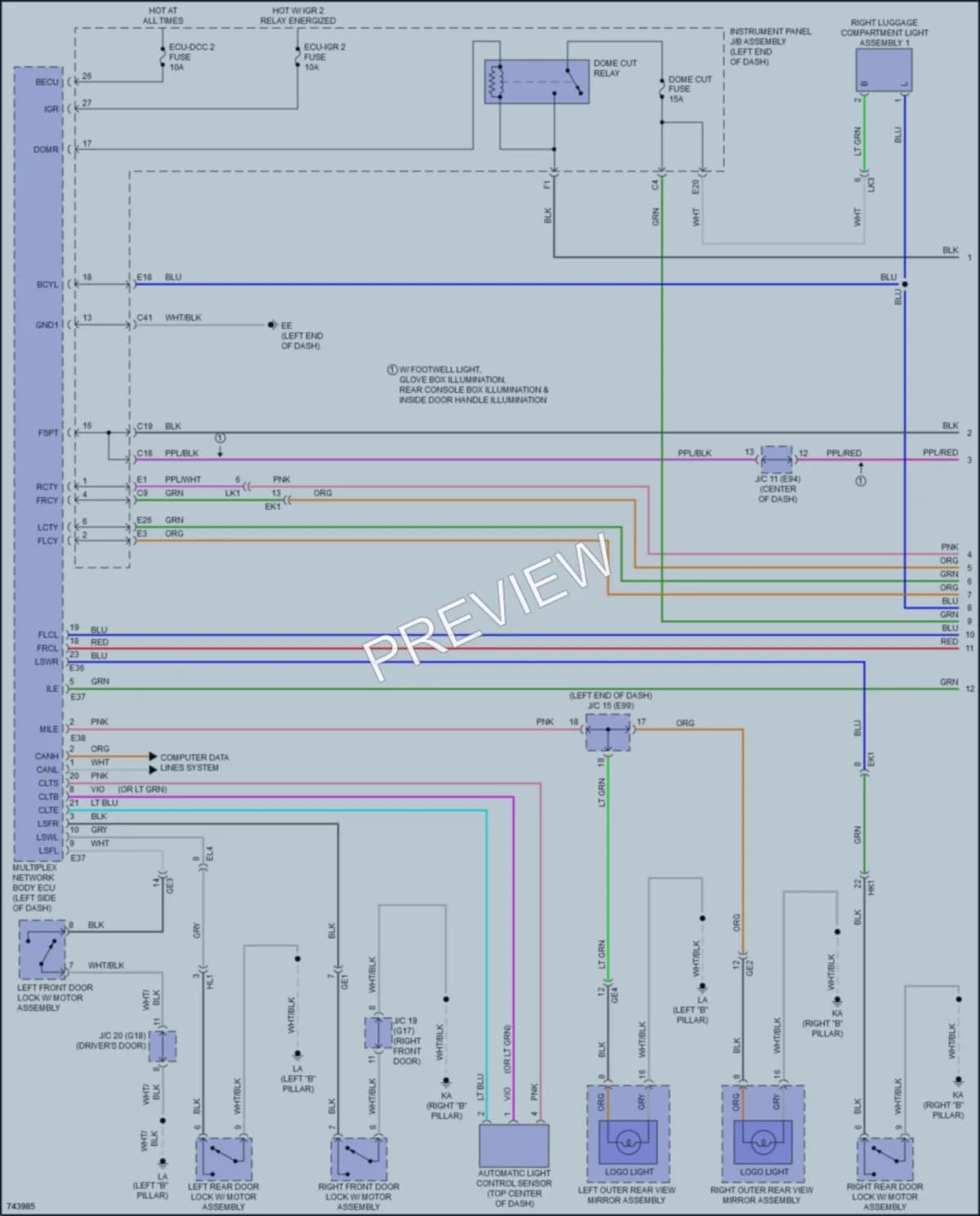 2021 Toyota Venza Interior Lights wiring diagram preview