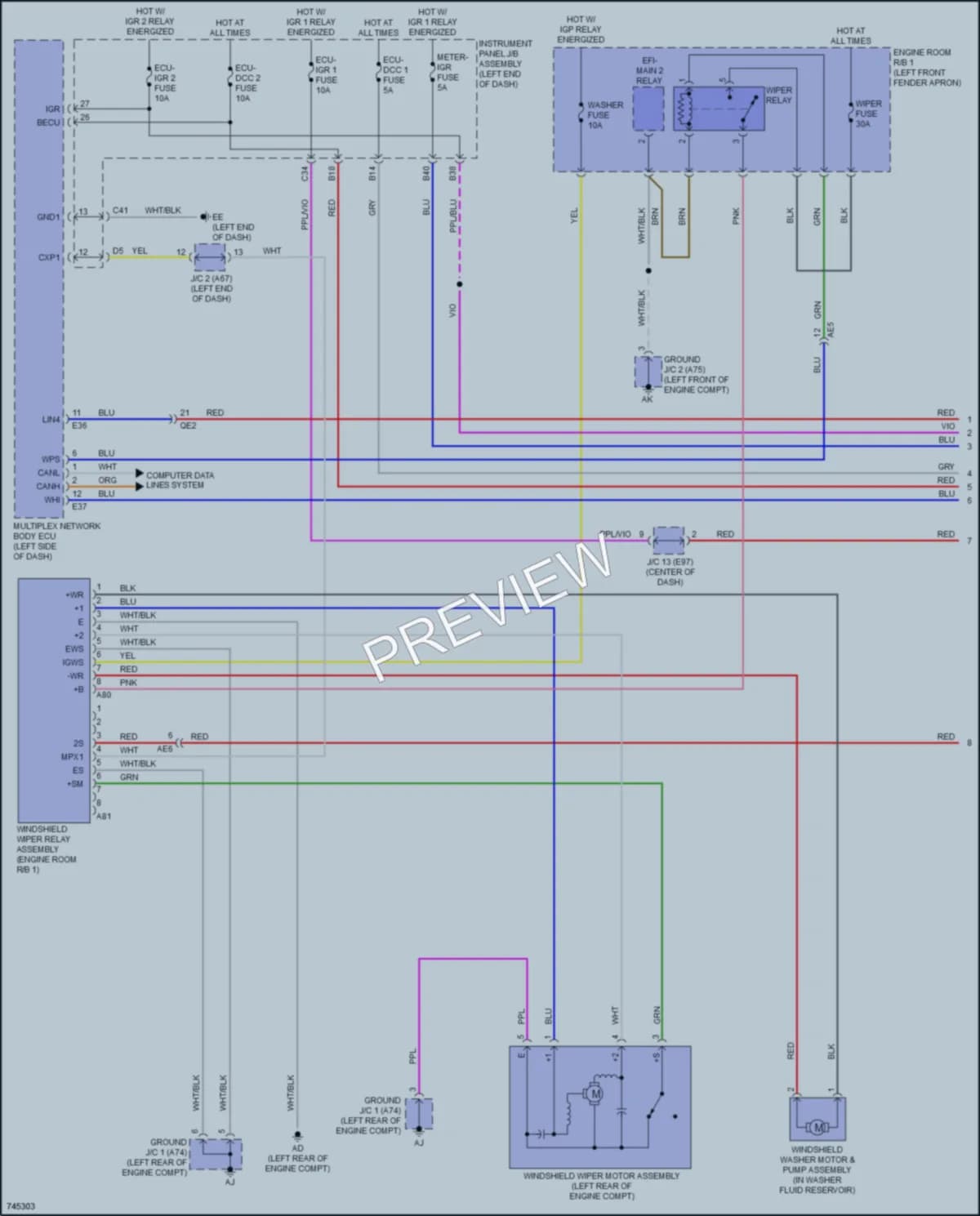 2021 Toyota Venza Wiper Washer wiring diagram preview