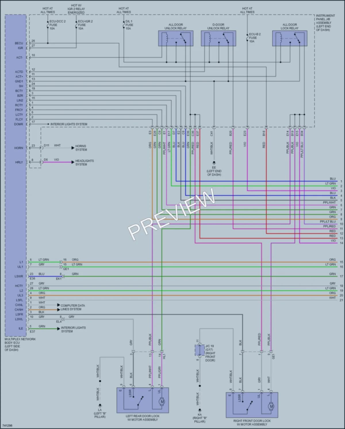 2021 Toyota VenzaHybrid Power Door Locks wiring diagram preview