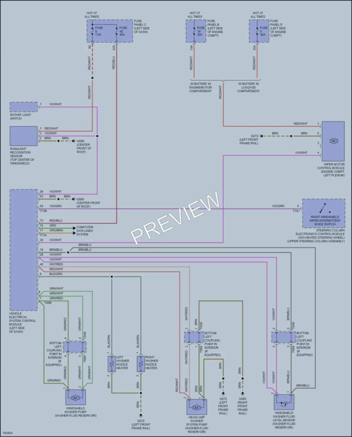 2021 Volkswagen Arteon Wiper Washer wiring diagram preview