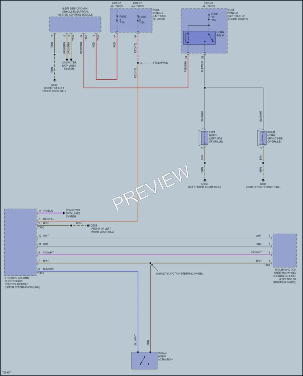 2021 Volkswagen Atlas Horn wiring diagram preview