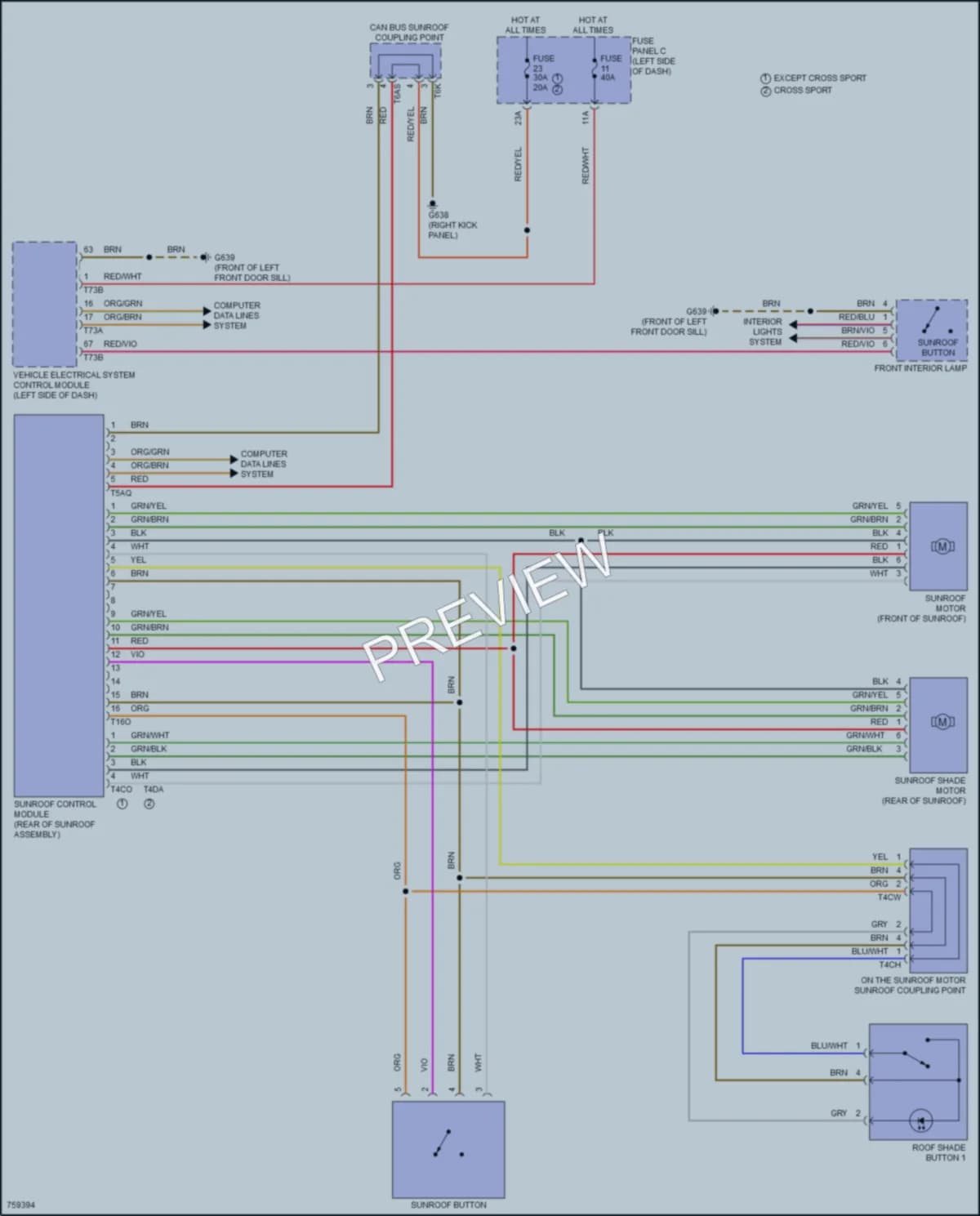 2021 Volkswagen Atlas Power Top Sunroof wiring diagram preview