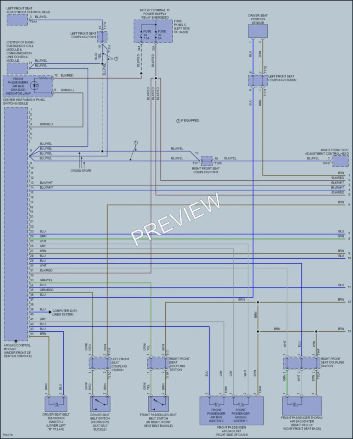 2021 Volkswagen Atlas Supplemental Restraints wiring diagram preview