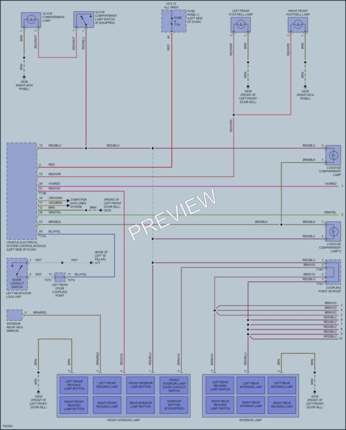2021 Volkswagen AtlasCrossSport Interior Lights wiring diagram preview