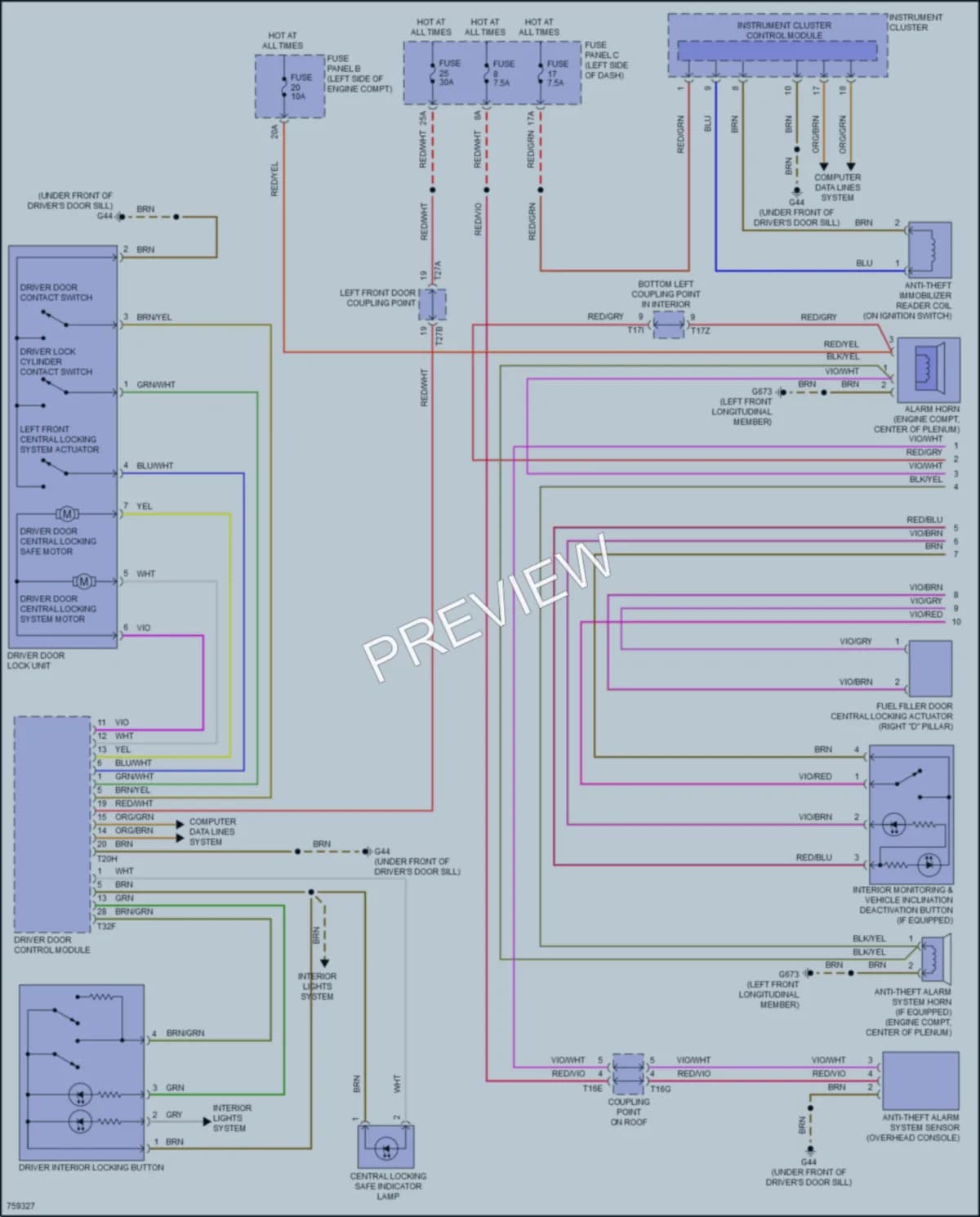 2021 Volkswagen Golf Power Door Locks wiring diagram preview