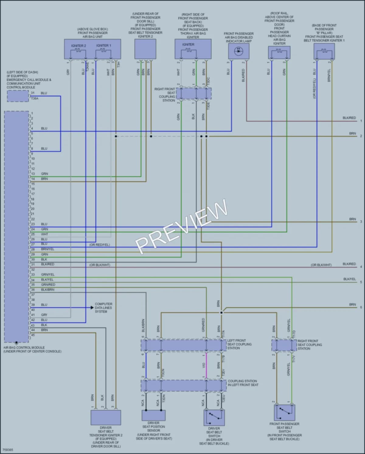 2021 Volkswagen Golf Supplemental Restraints wiring diagram preview