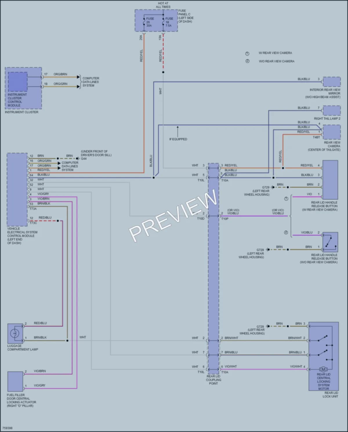 2021 Volkswagen Golf Trunk Tailgate Fuel Door wiring diagram preview