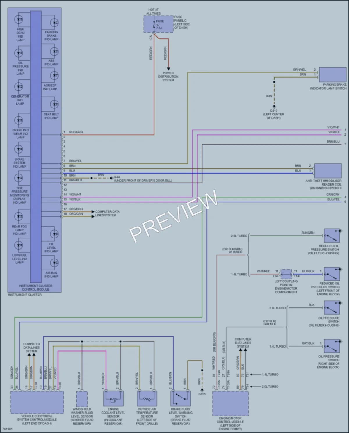 2021 Volkswagen GolfGTI Instrument Cluster wiring diagram preview