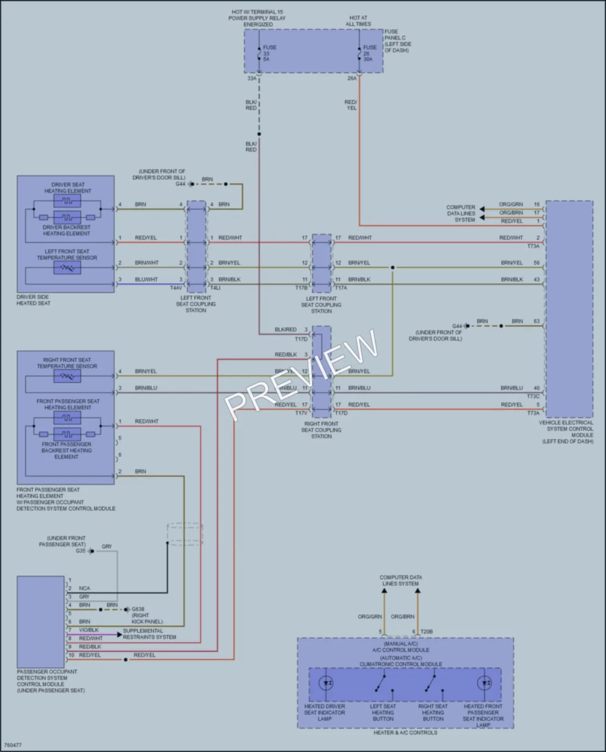 2021 Volkswagen GolfGTI Power Seats wiring diagram preview