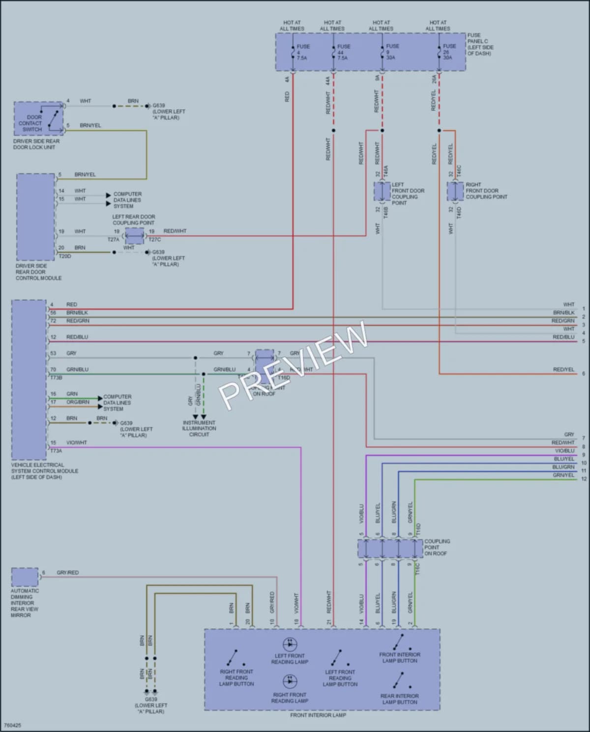 2021 Volkswagen ID4 Interior Lights wiring diagram preview