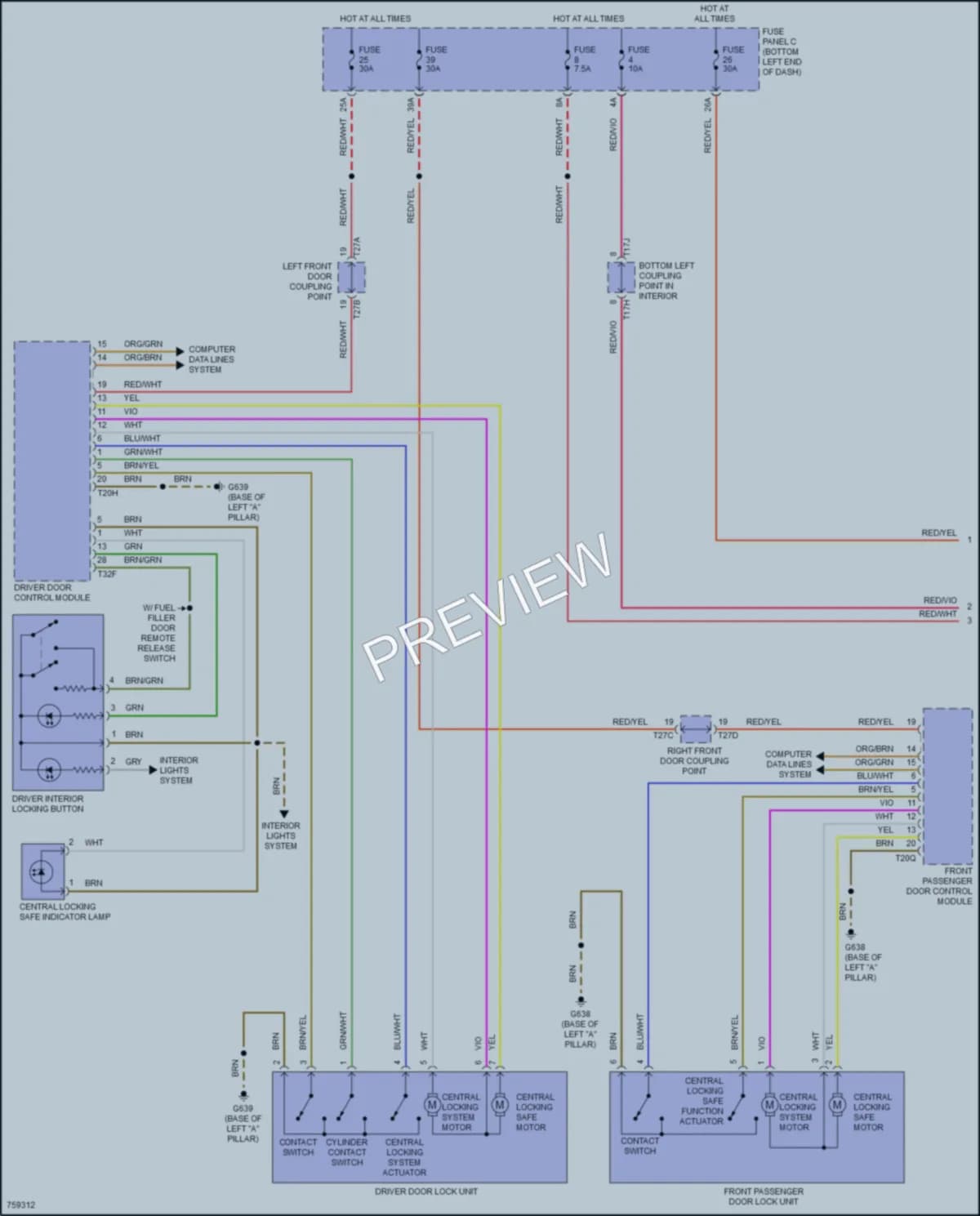 2021 Volkswagen Jetta Power Door Locks wiring diagram preview